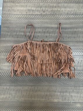 Fringed Crop Top in Dusty Rose - Women’s Summer Tank